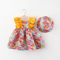Load image into Gallery viewer, Baby Kid Girls Flower Print Dresses And Hats Wholesale 22041966
