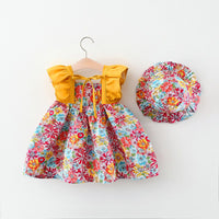 Load image into Gallery viewer, Baby Kid Girls Flower Print Dresses And Hats Wholesale 22041966

