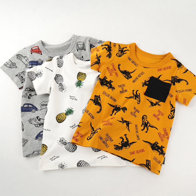 Baby Kid Unisex Letters Fruit Dinosaur Car Print T-Shirts Wholesale 22041981