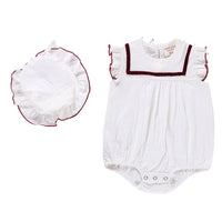 Load image into Gallery viewer, Baby Girls Solid Color Rompers And Accessories Hats Wholesale 22042208
