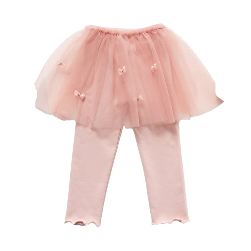 Kid Girls Solid Color Bow Lace Pants Wholesale 220422107