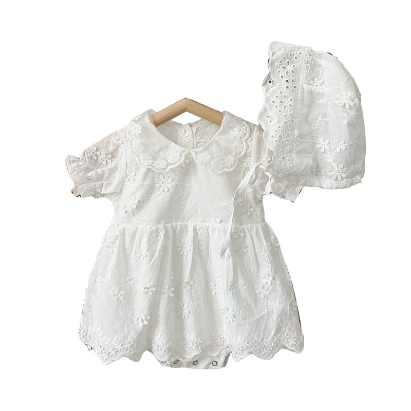Baby Kid Girls Solid Color Flower Embroidered Rompers Wholesale 220422138