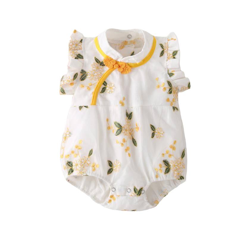 Baby Girls Flower Embroidered Rompers Wholesale 220422140