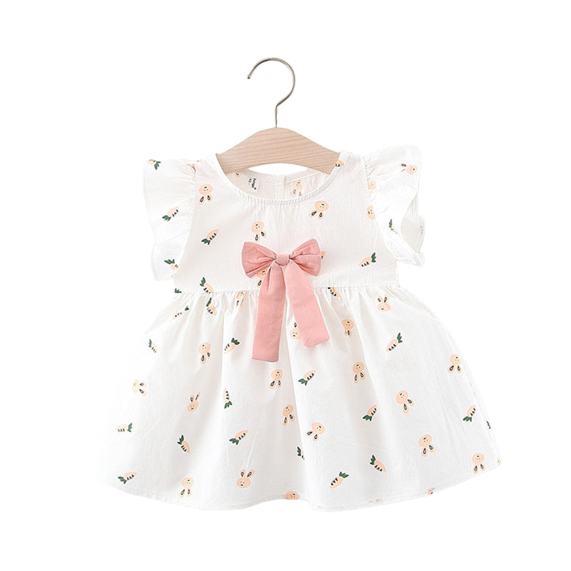 Baby Kid Girls Cartoon Bow Graphic Print Dresses Wholesale 220422147