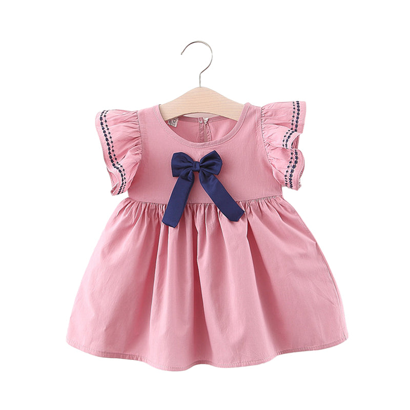 Baby Kid Girls Color-blocking Bow Dresses Wholesale 220422151