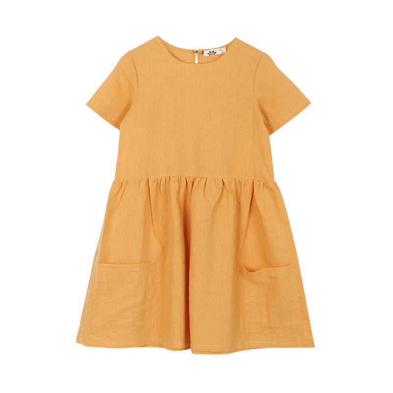 Kid Girls Solid Color Dresses Wholesale 220422156