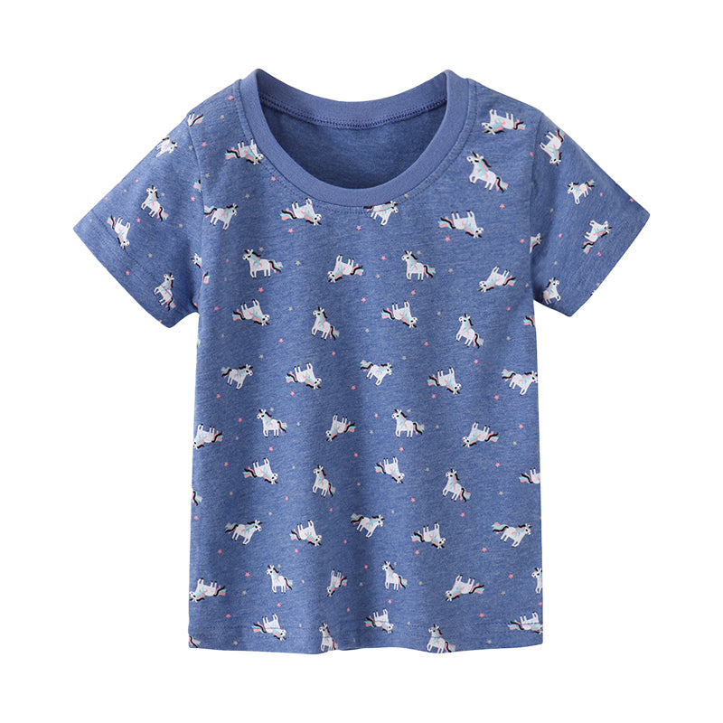 Baby Kid Girls Unicorn Print T-Shirts Wholesale 220422169
