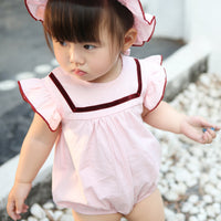Load image into Gallery viewer, Baby Kid Girls Solid Color Rompers And Hats Wholesale 22042218
