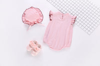 Load image into Gallery viewer, Baby Kid Girls Solid Color Rompers And Hats Wholesale 22042218
