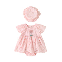 Load image into Gallery viewer, Baby Girls Solid Color Bow Rompers Wholesale 220422183
