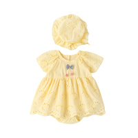Load image into Gallery viewer, Baby Girls Solid Color Bow Rompers Wholesale 220422183

