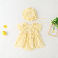 Load image into Gallery viewer, Baby Girls Solid Color Bow Rompers Wholesale 220422183
