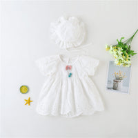 Load image into Gallery viewer, Baby Girls Solid Color Bow Rompers Wholesale 220422183
