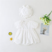 Load image into Gallery viewer, Baby Girls Solid Color Bow Rompers Wholesale 220422183
