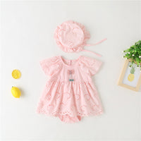 Load image into Gallery viewer, Baby Girls Solid Color Bow Rompers Wholesale 220422183
