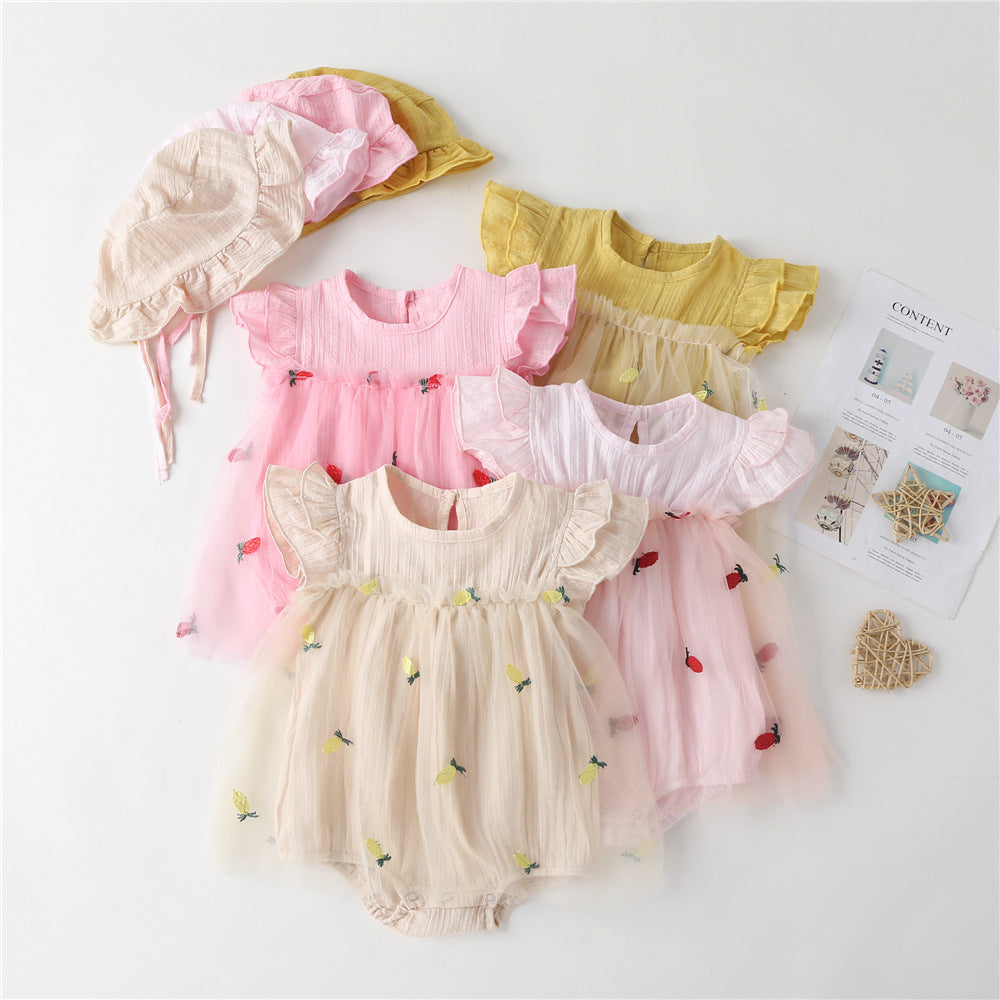 Baby Girls Fruit Embroidered Rompers Wholesale 220422185
