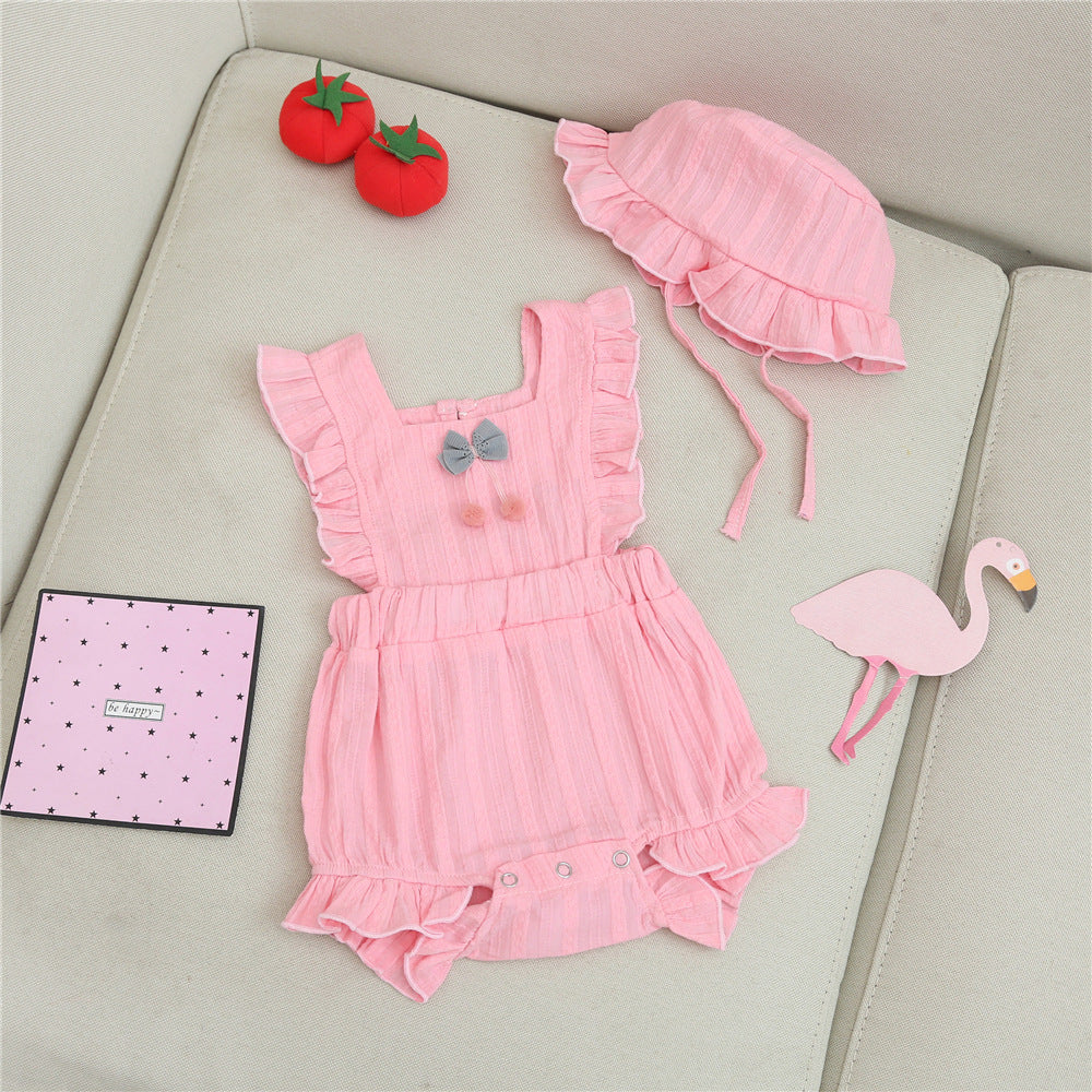Baby Girls Solid Color Bow Rompers Wholesale 220422186