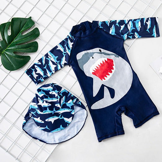 Baby Kid Boys Animals Cartoon Print Beach Jumpsuits Swimwears Wholesale 22042219