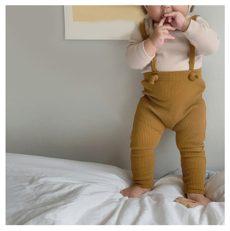 Baby Unisex Solid Color Muslin&Ribbed Pants Wholesale 220422195
