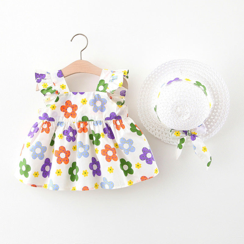 Baby Kid Girls Flower Print Dresses Wholesale 220422230