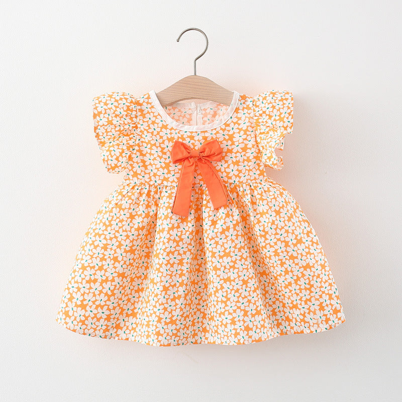 Baby Kid Girls Flower Bow Print Dresses Wholesale 220422235