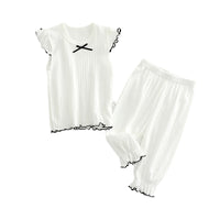 Load image into Gallery viewer, 2 Pieces Set Baby Kid Big Kid Girls Letters Cartoon Bow Print Tank Tops And Pants Sleepwears Wholesale 220422236
