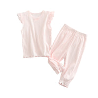 Load image into Gallery viewer, 2 Pieces Set Baby Kid Big Kid Girls Letters Cartoon Bow Print Tank Tops And Pants Sleepwears Wholesale 220422236
