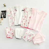 Load image into Gallery viewer, 2 Pieces Set Baby Kid Big Kid Girls Letters Cartoon Bow Print Tank Tops And Pants Sleepwears Wholesale 220422236
