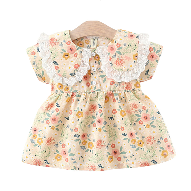 Baby Kid Girls Flower Print Dresses Wholesale 220422294