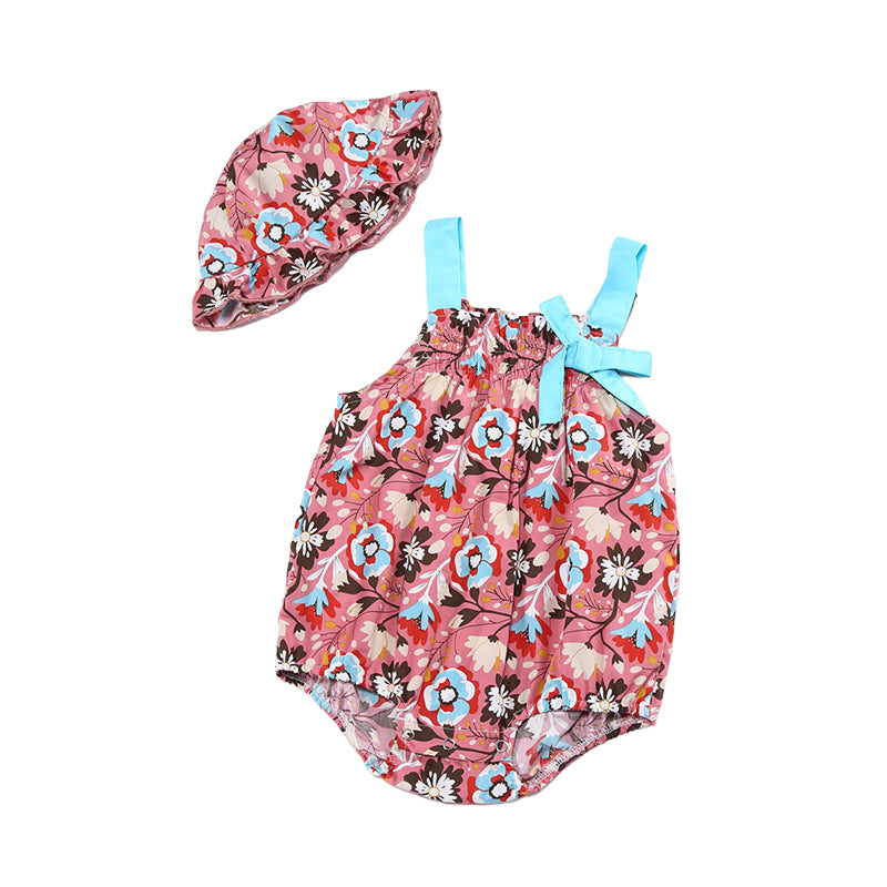 2 Pieces Set Baby Girls Flower Hats And Rompers Wholesale 22042231