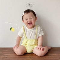 Load image into Gallery viewer, Baby Girls Solid Color Muslin&amp;Ribbed Rompers Wholesale 220422326
