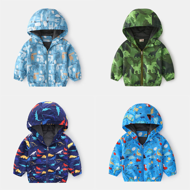 Baby Kid Boys Dinosaur Camo Cartoon Print Jackets Outwears Wholesale 220422331