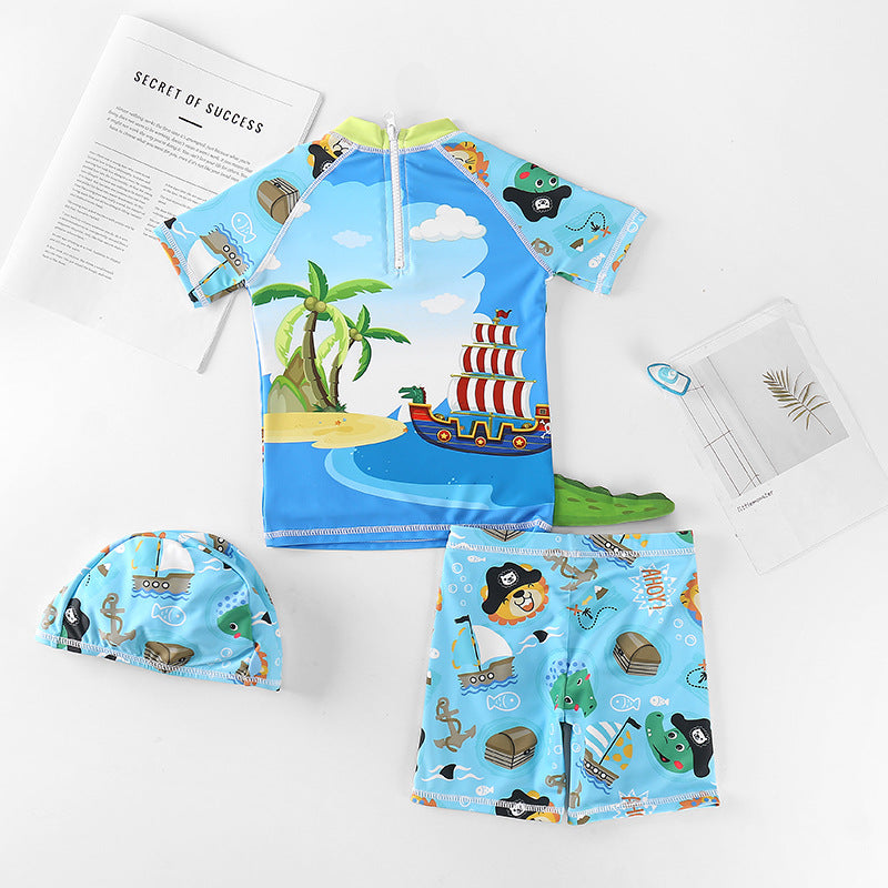 Baby Kid Boys Animals Cartoon Print Beach Swimwears Wholesale 220422349