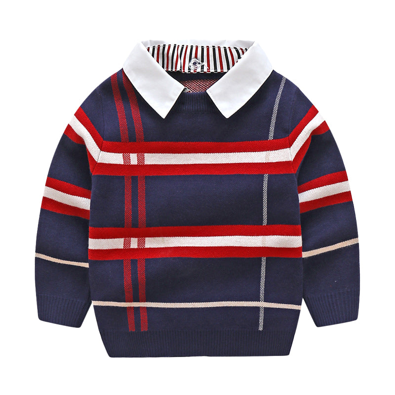 Baby Kid Boys Checked Sweaters Wholesale 22042235