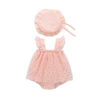 Load image into Gallery viewer, Baby Girls Solid Color Flower Print Rompers And Hats Wholesale 220422354
