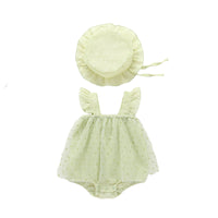Load image into Gallery viewer, Baby Girls Solid Color Flower Print Rompers And Hats Wholesale 220422354

