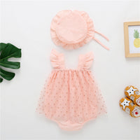Load image into Gallery viewer, Baby Girls Solid Color Flower Print Rompers And Hats Wholesale 220422354
