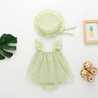 Load image into Gallery viewer, Baby Girls Solid Color Flower Print Rompers And Hats Wholesale 220422354
