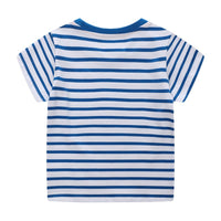 Load image into Gallery viewer, Baby Kid Unisex Striped Animals Embroidered T-Shirts Wholesale 220422358
