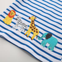 Load image into Gallery viewer, Baby Kid Unisex Striped Animals Embroidered T-Shirts Wholesale 220422358

