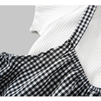 Load image into Gallery viewer, 2 Pieces Set Kid Big Kid Girls Solid Color T-Shirts And Checked Jumpsuits Wholesale 220422373
