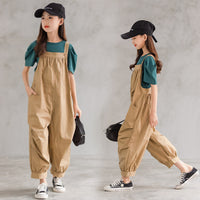 Load image into Gallery viewer, 2 Pieces Set Kid Big Kid Girls Solid Color T-Shirts And Jumpsuits Wholesale 220422418
