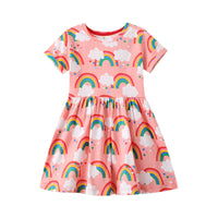 Load image into Gallery viewer, Kid Girls Rainbow Print Dresses Wholesale 220422450

