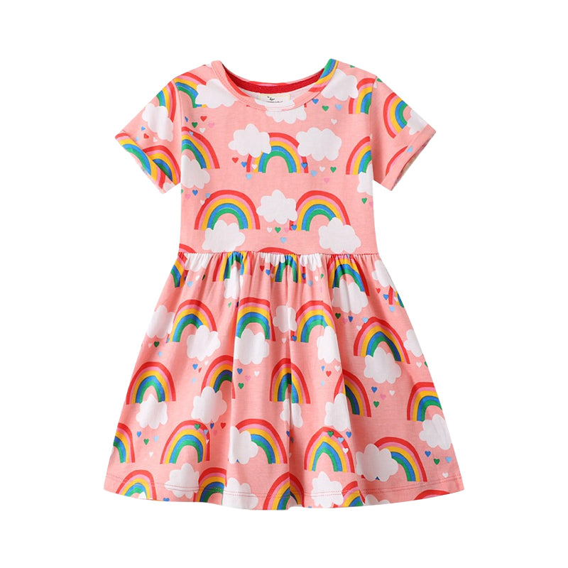 Kid Girls Rainbow Print Dresses Wholesale 220422450
