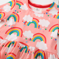 Load image into Gallery viewer, Kid Girls Rainbow Print Dresses Wholesale 220422450
