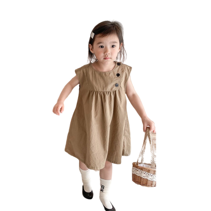 Baby Kid Girls Solid Color Dresses Wholesale 220422452