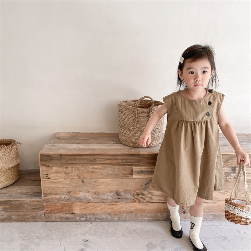 Baby Kid Girls Solid Color Dresses Wholesale 220422452