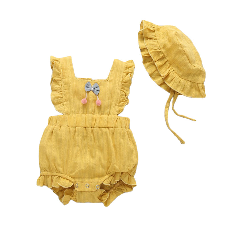 Baby Girls Solid Color Rompers Wholesale 22042246