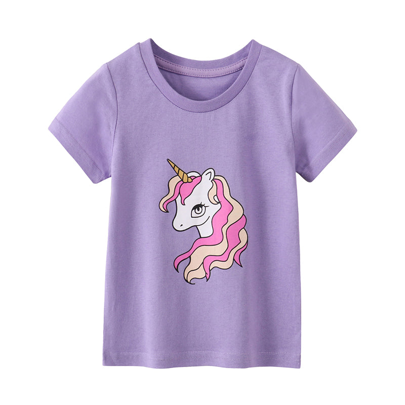 Baby Kid Girls Cartoon Unicorn Print T-Shirts Wholesale 220422479