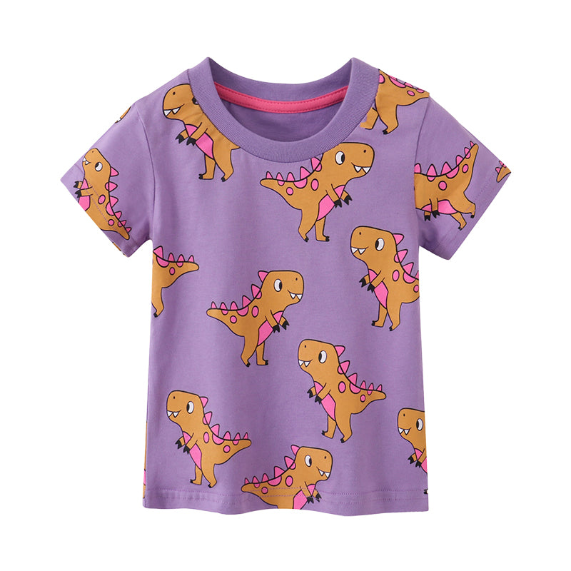 Baby Kid Girls Dinosaur Print T-Shirts Wholesale 220422508